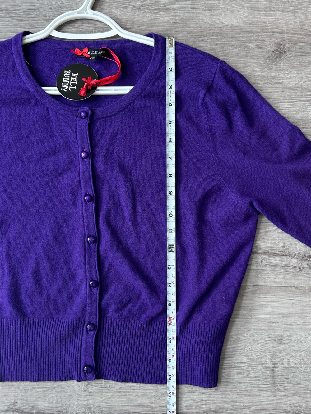 Women’s Hell Bunny Paloma Purple Cardigan size 2XL- fits small like ladies large - Picture 9 of 10